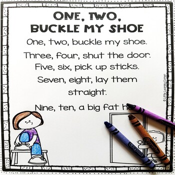 Preview of One, Two, Buckle My Shoe Printable Nursery Rhyme Poem for Kids