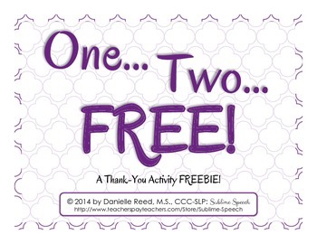 Preview of One... Two... FREE! A Thank-You Freebie Activity!