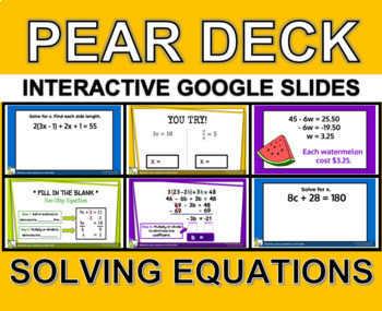 Preview of One, Two & Multi-Step Equations - Interactive Lesson (Pear Deck)
