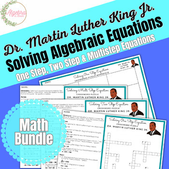 Preview of Dr. Martin Luther King Jr // Algebraic Equations Crossword Puzzle // Math Bundle