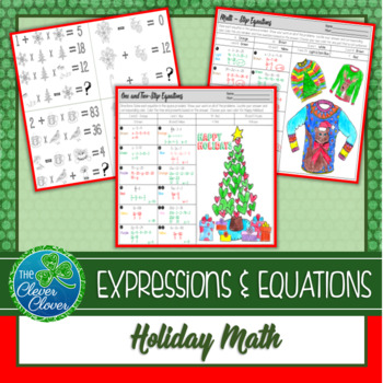 Preview of Holiday Math - One, Two-Step and Multi-Step Equation Worksheets
