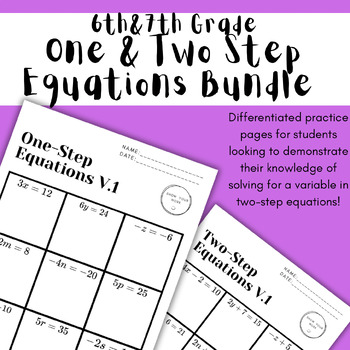 Preview of One & Two Step Equations Bundle - 6th & 7th Grade Middle School Math