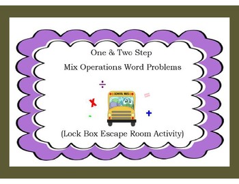 Preview of One & Two Step Mix Operations Word Problems-Lock Box Escape Room