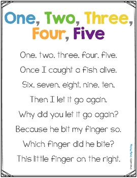 One, Two, Three, Four, Five-Interactive Nursery Rhyme | TPT