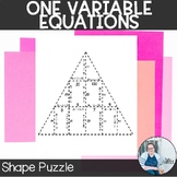One Variable Equations Shape Puzzle TEKS 8.8c Math Game Station