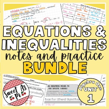 Preview of One-Variable Equations and Inequalities - Guided Notes and Practice UNIT BUNDLE