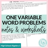 One Variable Linear Word Problems Notes and Worksheets