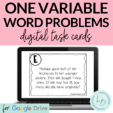 One Variable Word Problems Digital Task Cards