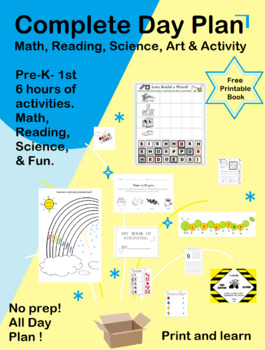 Preview of One Week Of Pre-K English, Math, Science, Art and Music (Week B)