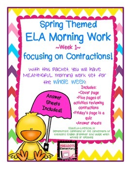 Preview of One Week of 3-5th ELA Morning Work! Contractions! CCSS! Try Before You Buy!