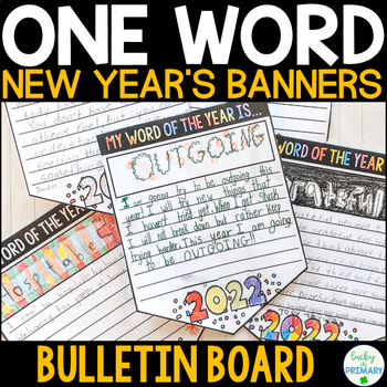 Preview of New Years 2024 One Word Resolutions Goal Setting Banner Bulletin Board Activity