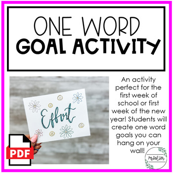 Preview of One Word Goal Activity | First Week of School | New Year | Any Class