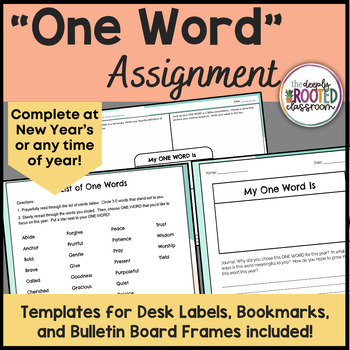 Preview of One Word New Year Assignment for the Christian Classroom
