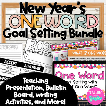 Preview of One Word Of the Year Goal Setting Year long Bundle New Year's Resolution 2024