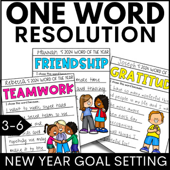 Preview of One Word Resolution Bunting - 3rd 4th 5th Grade New Years Resolutions 2024 