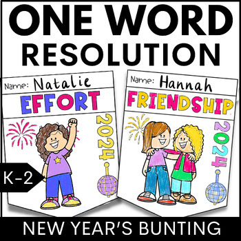 Preview of One Word Resolution - New Years 2024 Craft Kindergarten 1st 2nd Grade