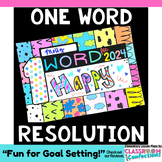 One Word Resolution for 2024 : Fun New Year's Bulletin Board