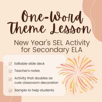 Preview of One-Word Theme Lesson - New Year's Activity - SEL