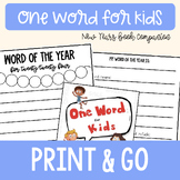 One Word for Kids Book Companion, New Years Resolution, Wo