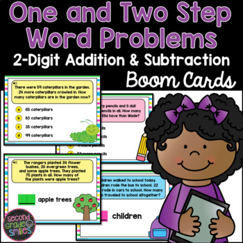 Preview of One and 2-Step Word Problems Boom Cards -  2-Digit Addition & Subtraction