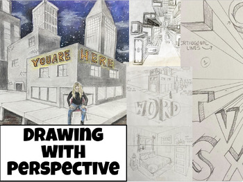 Preview of One and Two Point Perspective Unit (worksheets and project)