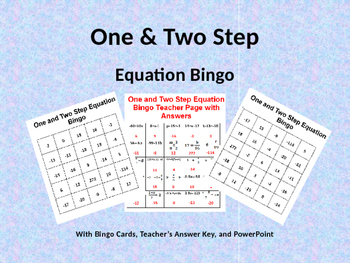 Preview of One and Two Step Equation Bingo with Bingo Cards and PowerPoint