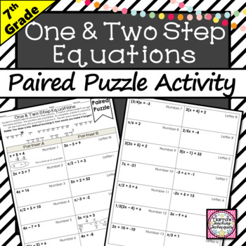 Preview of One and Two Step Equations Activity