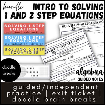 Preview of One and Two Step Equations Bundle | Solve for Variable | Guided Notes