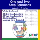 One and Two Step Equations Coloring Page and Worksheet