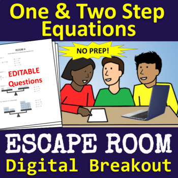 Preview of One and Two Step Equations ESCAPE ROOM - Digital Breakout