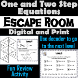 Solving One and Two Step Equations Activity: Algebra Escape Room Math Game