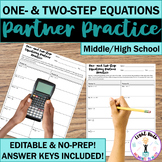 One- and Two-Step Equations Partner Practice Activities