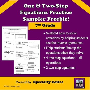 One and Two Step Equations Practice Sampler Freebie by Specialty Coffee