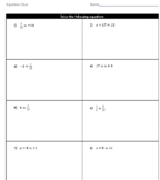 One and Two Step Equations Quiz