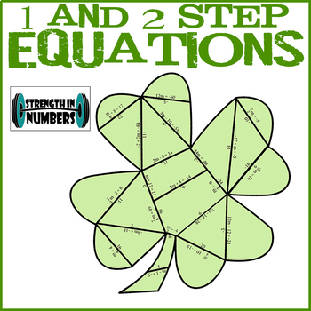 Preview of One and Two Step Equations St. Patrick's Day Shamrock Puzzle