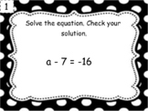 One and Two Step Equations Task Cards