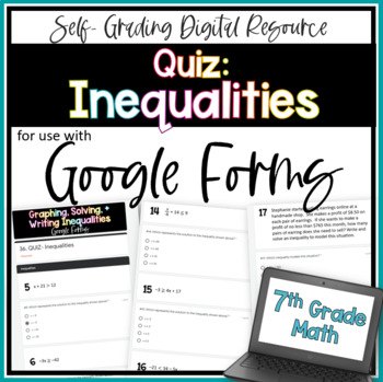 Preview of One and Two Step Inequalities Google Forms Quiz