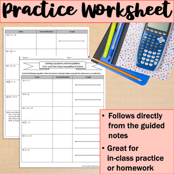 One- and Two-Step Inequalities Notes and Practice Worksheet | TpT