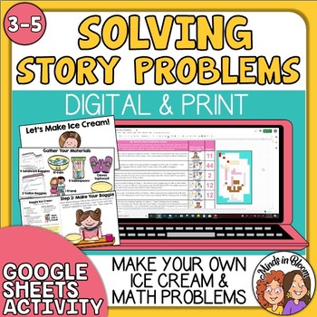 Preview of One and Two Step Word Problems  - Make Baggie Ice Cream digital & print