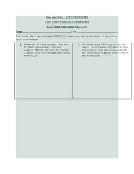 Preview of One and Two Step Word Problems with Addition and Subtraction