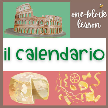 Preview of One-block lesson: Italian Calendar vocab lesson & 2 puzzles (no prep!)