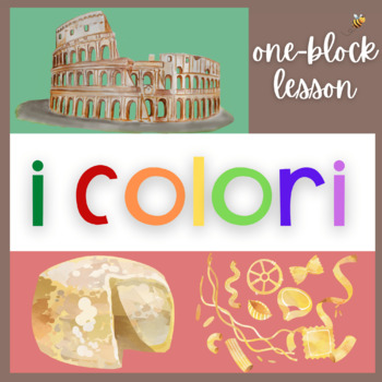 Preview of One-block lesson: Italian Colors vocab lesson, puzzle, & coloring sheet