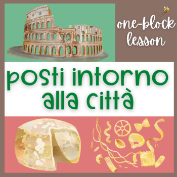 Preview of One-block lesson: Italian Places in Town vocab lesson & puzzles (2)