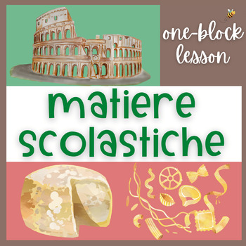 Preview of One-block lesson: Italian School Subjects slideshow & activity (no prep!)