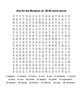 Preview of One for the Murphys﻿ ch. 20-50 word search