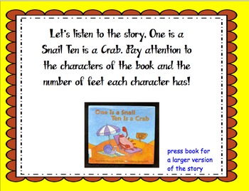 Preview of One is a Snail ten is a Crab- A Math Smart Board Activity