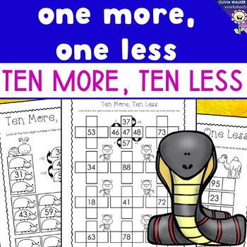 Preview of One more one less ten more ten less - Worksheets and Printables, Grade One, Two