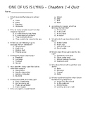 One of Us is Lying Quizzes - Chapters 1-25 with Answer Key