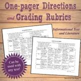 One-pager Directions and Rubrics--Informational Texts & Li
