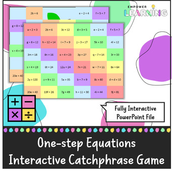 Preview of One-step Equations - Interactive Catchphrase Game